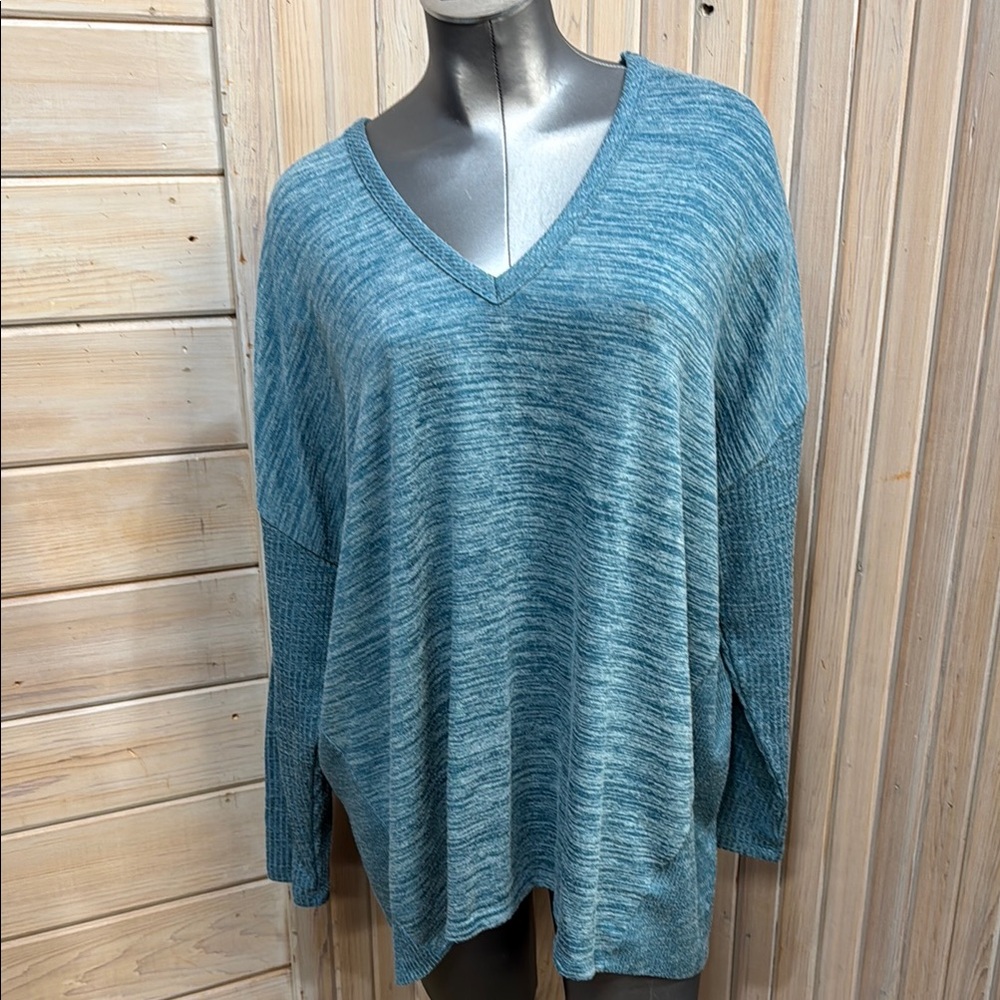 Terra & Sky Blue Oversized Long Sleeve Top